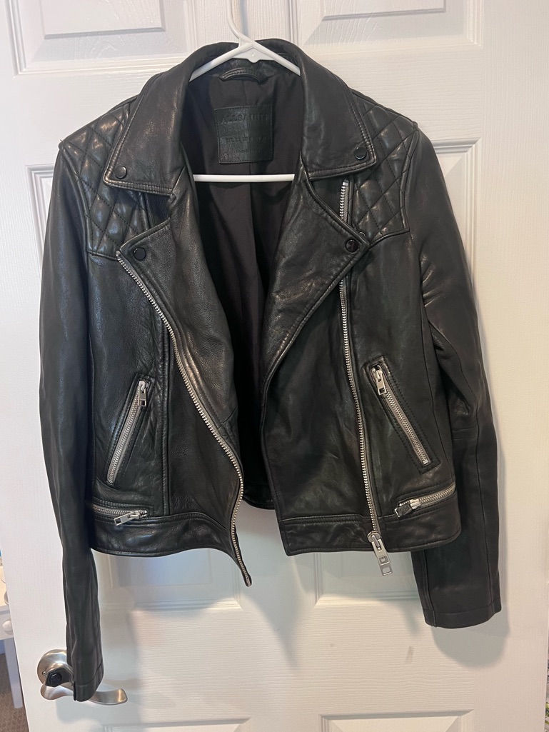 All Saints- Cargo Distressed Leather Biker Jacket